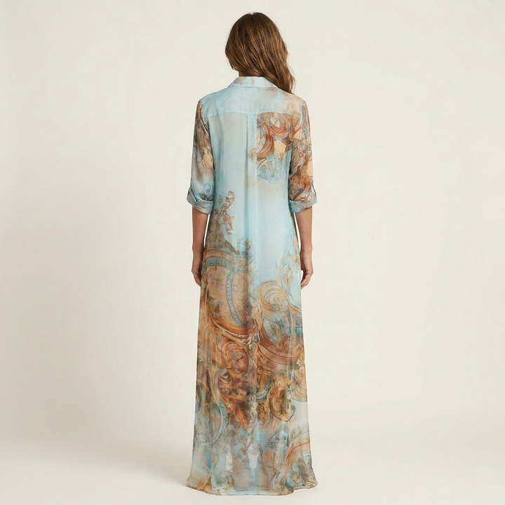 Lanie Silk Maxi Shirt Dress