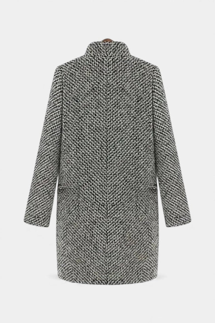 Snezhana Elegant Long Houndstooth Coat