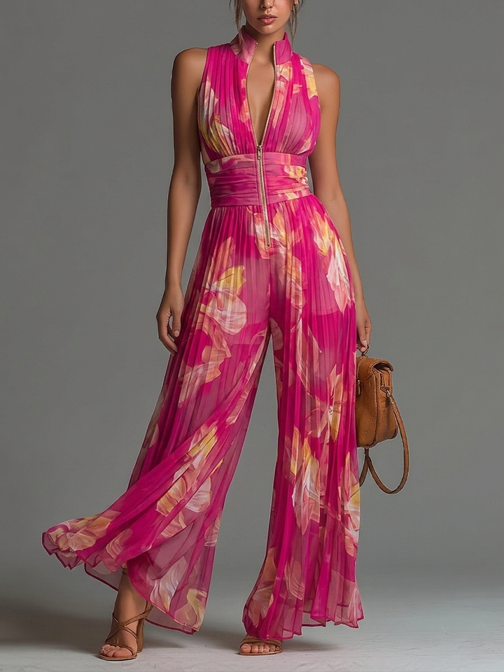 Nicole Pleated Chiffon Jumpsuit