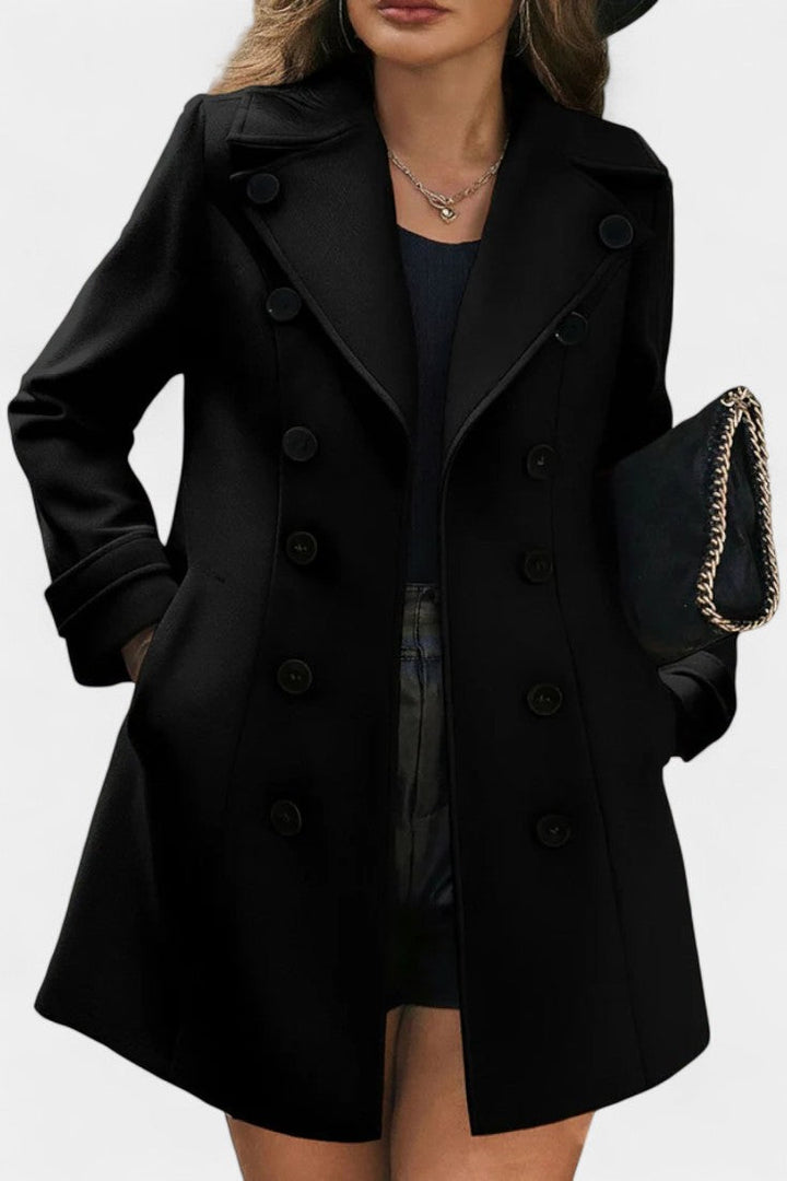 Maïlys Open Coat with Notched Collar and Decorative Buttons