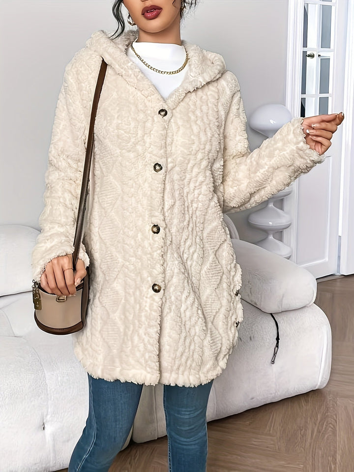 Awhina Hooded Plush Cardigan Coat