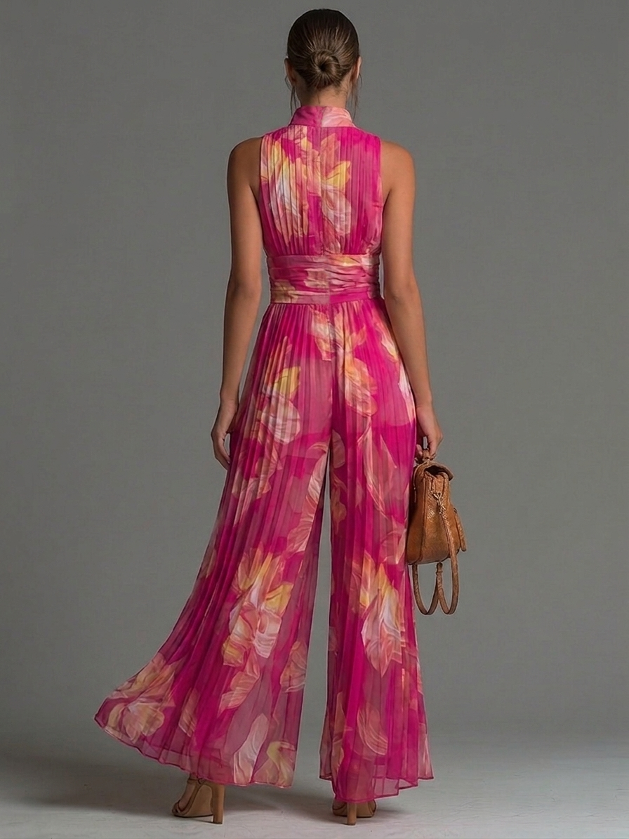 Nicole Pleated Chiffon Jumpsuit