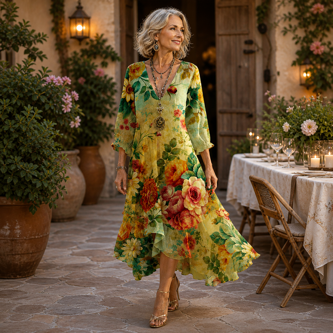 Janessa Effortless Floral Midi Dress