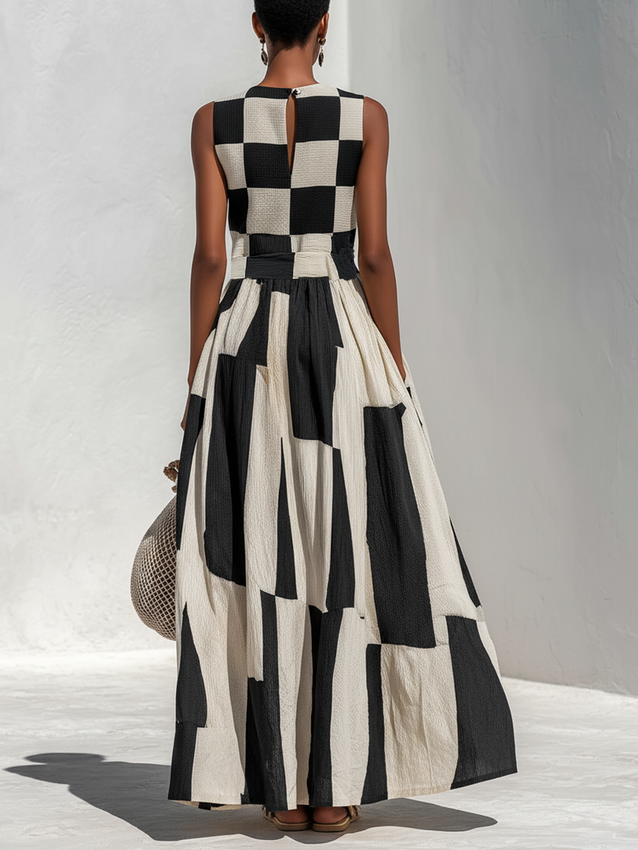 Ardenne Paid and Stripe Maxi Dress