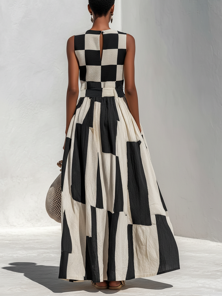 Ardenne Paid and Stripe Maxi Dress