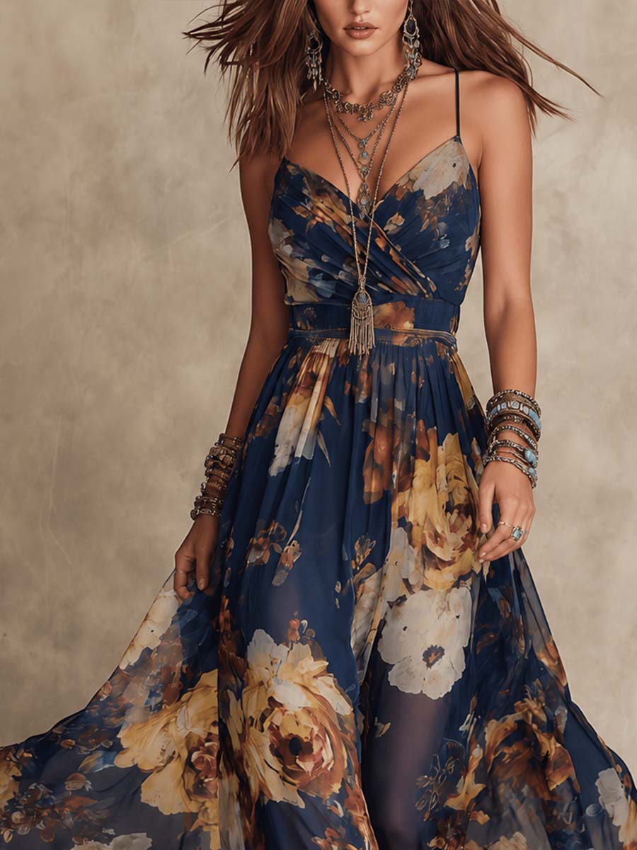 Romy Chiffon Floral Print Maxi Dress
