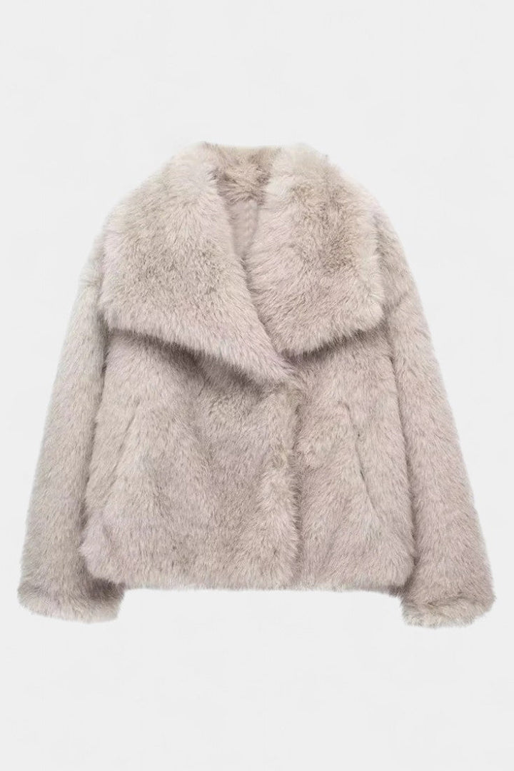Aurorette Oversized Faux Fur Coat with Statement Collar