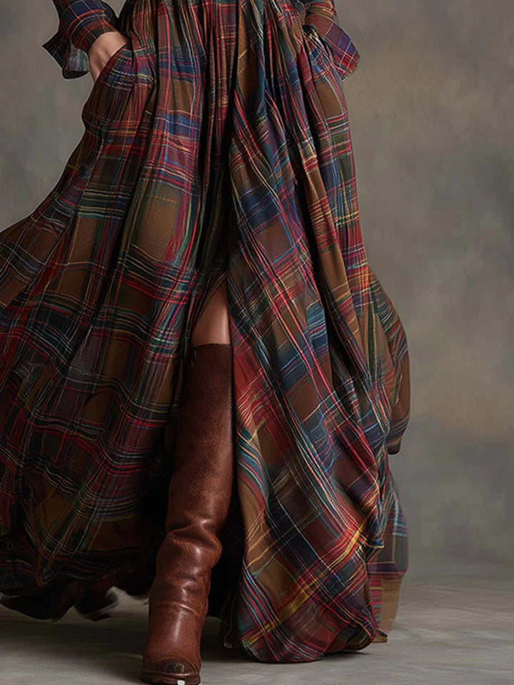 Beatriz Long plaid dress