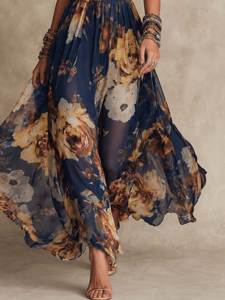 Romy Chiffon Floral Print Maxi Dress