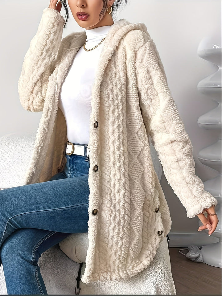 Awhina Hooded Plush Cardigan Coat