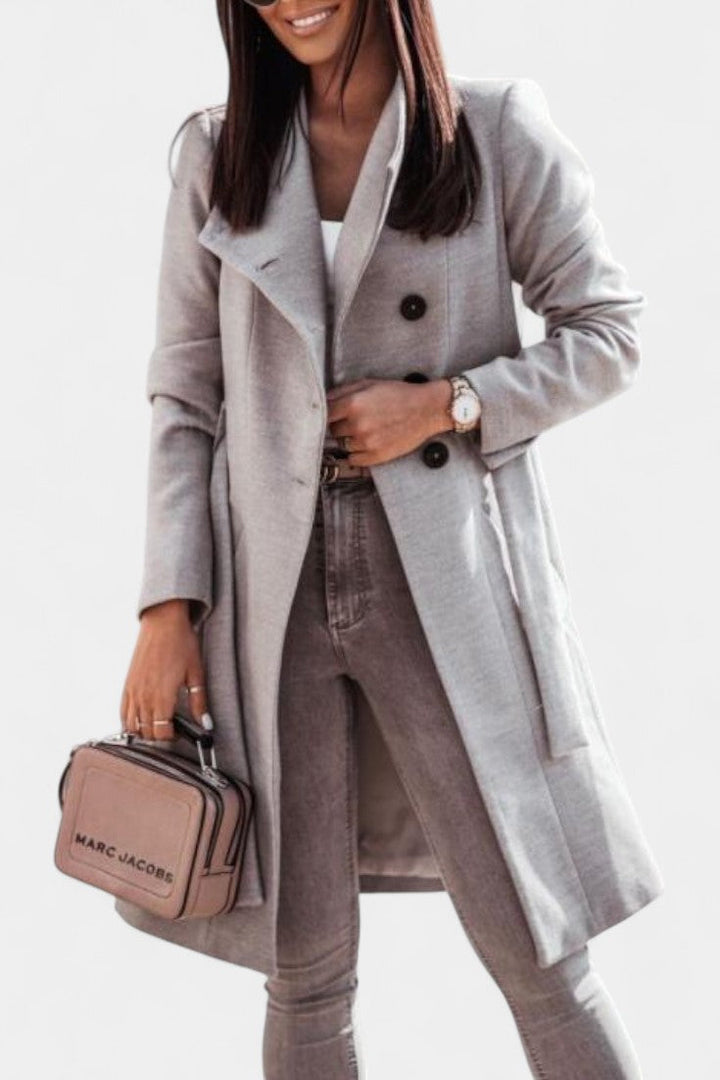 Kaya Long Trench Coat with Straight Silhouette and Belt