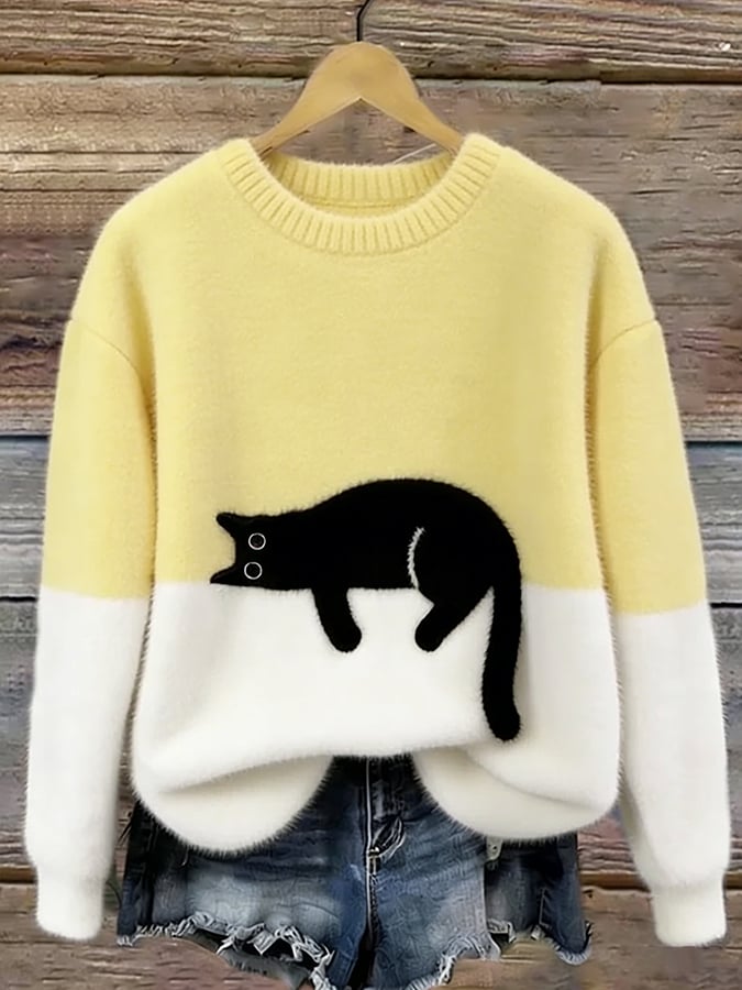 Caitlin Casual Cat Graphic Sweater