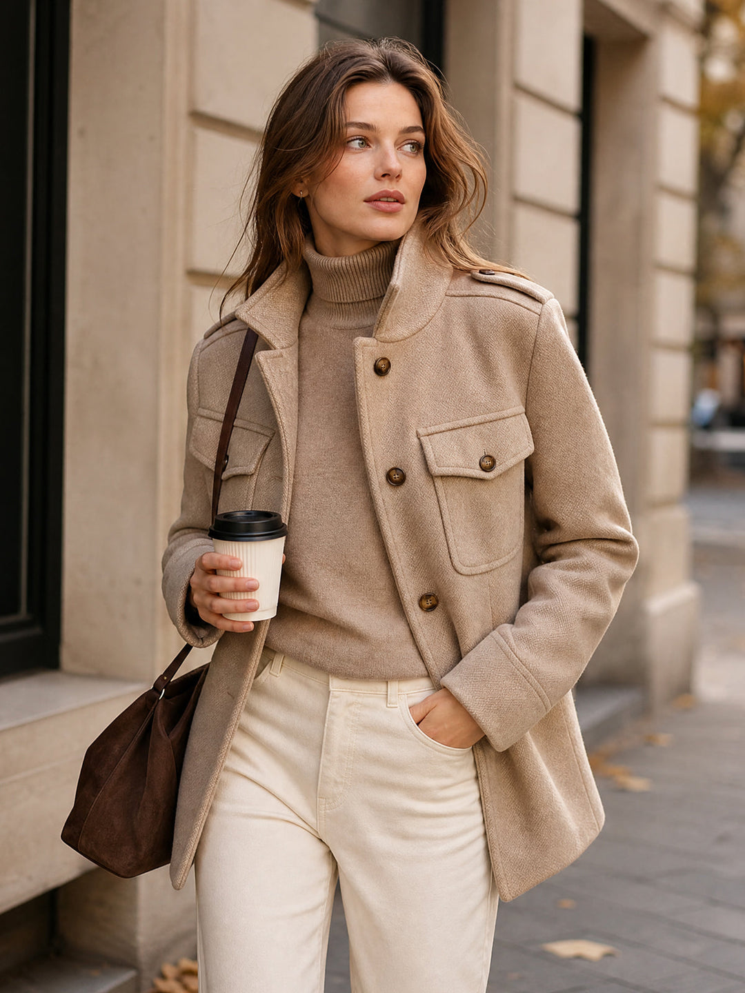 Julie Vintage Khaki Short Coat