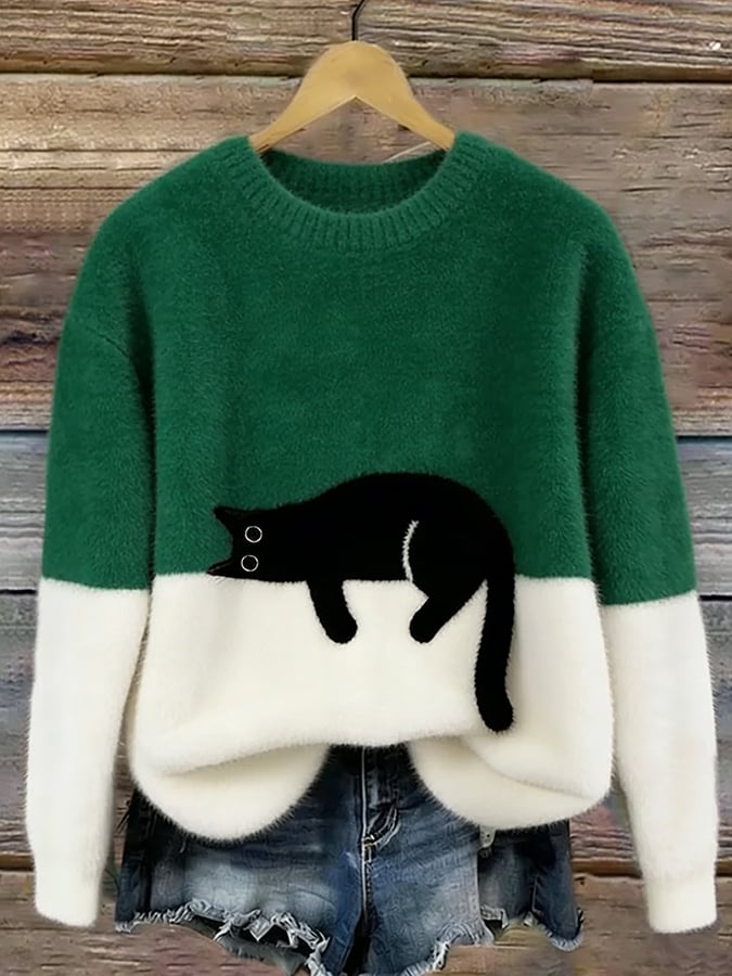 Caitlin Casual Cat Graphic Sweater