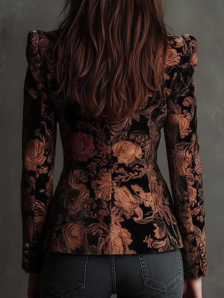 Rachel Velvet Floral Print Blazer