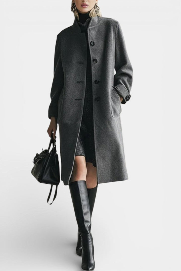 Nicoline Mid-Length Suede Coat with High Collar Vintage