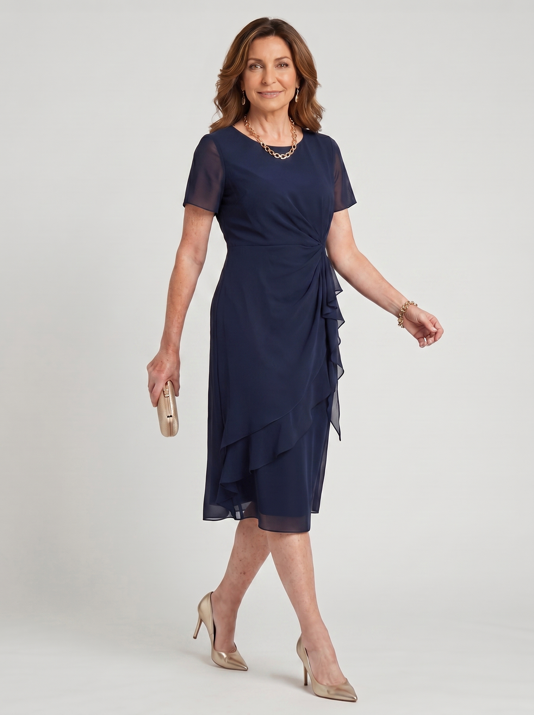Sara Elegant Chiffon Draped Dress