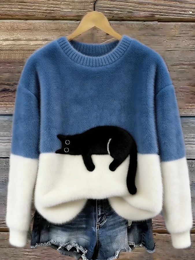 Caitlin Casual Cat Graphic Sweater