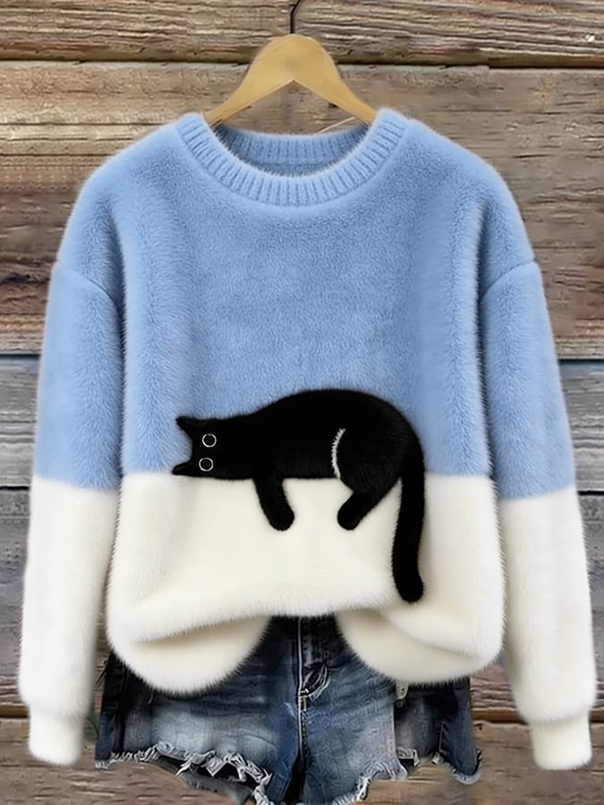 Caitlin Casual Cat Graphic Sweater